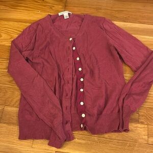 banana republic magenta pink cardigan rhinestone button
